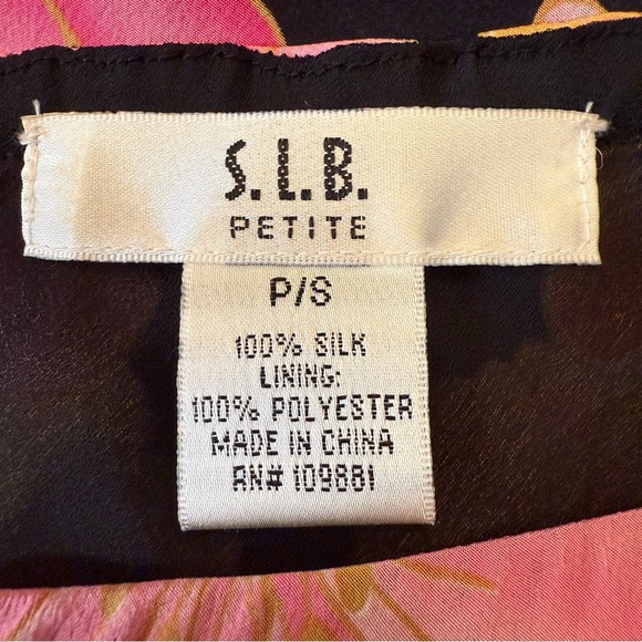 S.L.B. Y2K Floral Women's Skirt - Black, Pink, Orange 100% silk Size Small - Picture 8 of 12